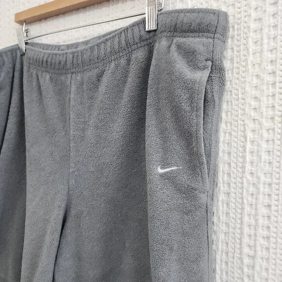 Vintage Nike Gray Fleece Sweatpants XXL Red Embroidered Logo Baggy Fit Retro - Picture 7 of 12